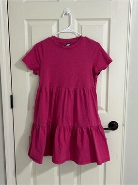 Old Navy Pink Tiered Short-Sleeve Midi Dress